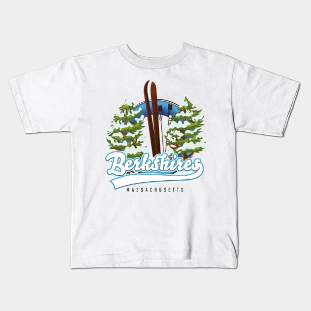 Berkshires Massachusetts Ski logo Kids T-Shirt by nickemporium1